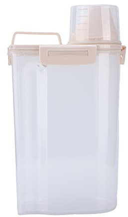 Zhangpu Boîte de rangement de nourriture pour animaux de compagnie de 2,5 l avec couvercle et verre doseur, récipient résistant à l'humidité, seau de rangement pour nourriture pour chien et chat