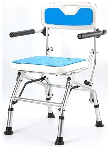 Sedia da doccia con braccioli e schienale regolabile in altezza, antiscivolo, sgabello da doccia per anziani, disabili, sedile pieghevole per vasca da bagno