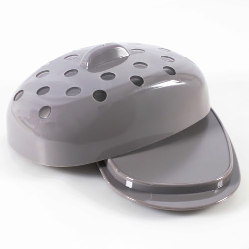 Berossi Beurrier anthracite avec couvercle à pois sans BPA, design rétro, boîte à fromage et collation, à pois transparents, 250 g, passe au lave-vaisselle, peu encombrant