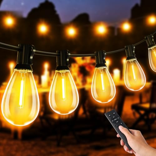 MAGGIFT 45M/150FT Outdoor Lights Mains Powered with Remote/Timer/3 Modes - Garden Festoon Plug in String Lights with 75+3 S11 LED Bulbs, Waterproof Hanging Patio Lighting for Fence Cafe Bistro Yard
