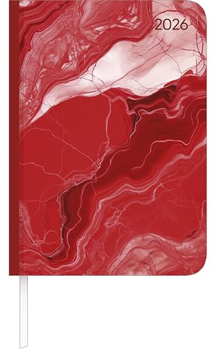 Alpha Edition - Lady Journal Marble 2026 – Taschenkalender A6 10,7×15,2 cm 192 Seiten, Habit-Tracker & Bucket List, eleganter Terminplaner für Frauen & unterwegs, 4-sprachiges Kalendarium