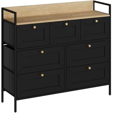 Vicco Kommode Belaro, Schwarz, 98 x 85 cm | mit 7 Schubladen, zur Aufbewahrung von Kleidung und Alltagsgegenständen