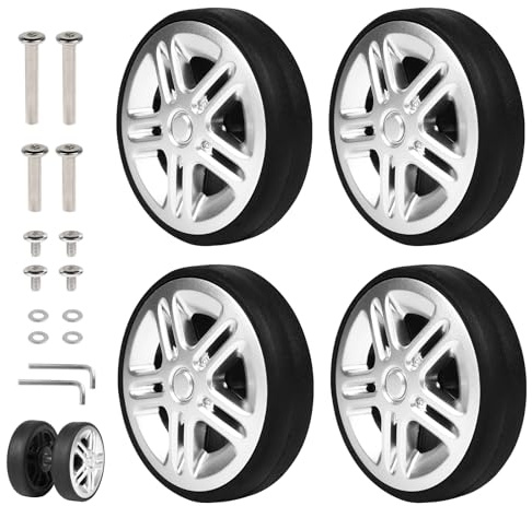 EXLECO 4pcs Koffer Ersatzrollen 50mm x 11mm, mit Ersatzteile Reparatur Set