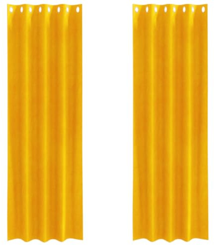 vidaXL Tende Eleganti Giallo Senape a Occhiello Tendaggi Oscuranti per Uso Interno | Design Moderno | Poliestere Liscio | 140 X 225 cm | Stile di Appendere a Occhiello | Set di 2 Pannelli | Trattam
