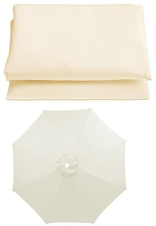 SMELEDFCFK Toile De Remplacement Pour Parasol 6 Baleines/8 Baleines Auvent De Parasol 200/230/250/270/300/350cm Toile De Parasol Rond Housse De Parasol De Table De March Protection UV(Beige,3.5m/11.5f