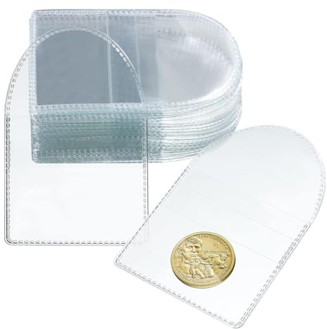 SGERUFZ 40 Unidades, Soportes de Mangas de un Solo Bolsillo, Fundas para Monedas, Organizador de Monedas, Bolsas Protectoras, Accesorios para Porta Monedas, Suministros de colección (5,5 x 5,2 cm)