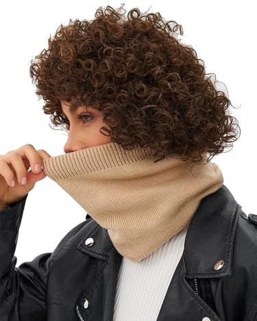 Onvavient tubhalsduk halsvärmare, halsduk halsduk herr vinter, tjock fleece halsvärmare mask ski, fodrad mjuk halsslang vindtät loop halsduk för män kvinnor, kaki, One size
