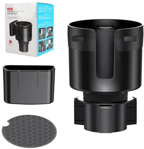 Car Cup Holder Expander, Universal Cup Holder Adapter with Expandable Insert for Large Bottles and Mugs, Fits 0.4–1.2 L Containers, 3.2–4.1 in Diameter