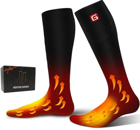 SVPRO Chaussettes chauffantes pour homme et femme - Batterie rechargeable de 4000 mAh - Chauffe-pieds électriques pour temps froid, chasse, ski, randonnée, camping (noir)