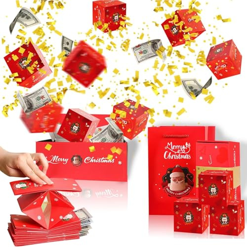 Scatola regalo a sorpresa di Natale, scatole regalo esplosive (Rosso)