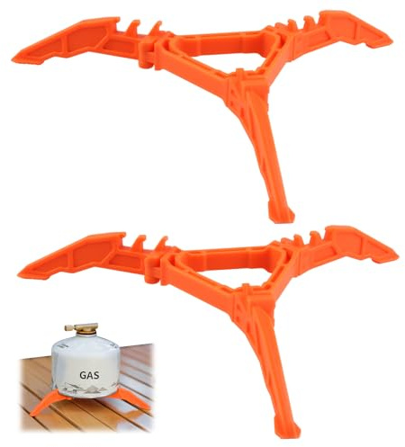 2Pcs Gas Canister Stand Tripod, Foldable Camping Stove Stand, Gas Bottle Holder for Outdoor Cooking, Portable Fuel Canister Stabilizer for Hiking Picnic Backpacking and Stable Cooking Support