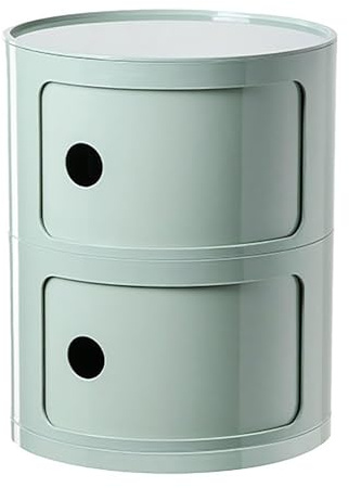 Modern Round Nightstand with Drawer & Sliding Door Stylish Storage Solution for Bedroom Living Room or Bathroom Plastic Chest nizer Green B 2 Drawers