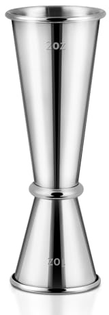 Nexsujo Jigger for Bartending, Japanese Jigger 1 oz 2 oz Double Cocktail Jigger, 304 Stainless Steel Measuring Cup with Inside Measurements, Heavy Duty Bar Tool Bartender Accessories for Home Bar