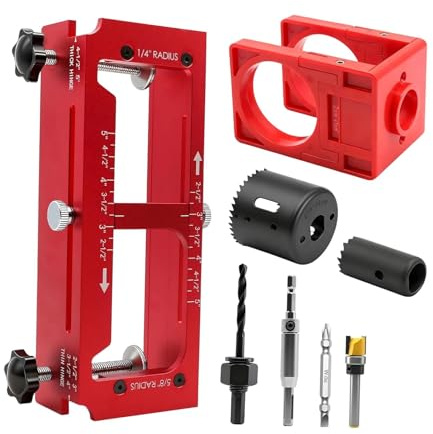 MagiDeal Gabarit de montage pour charnières de porte, gabarit de mortaise pour outils de menuiserie et de travail du bois, kit de perçage réglable pour trous