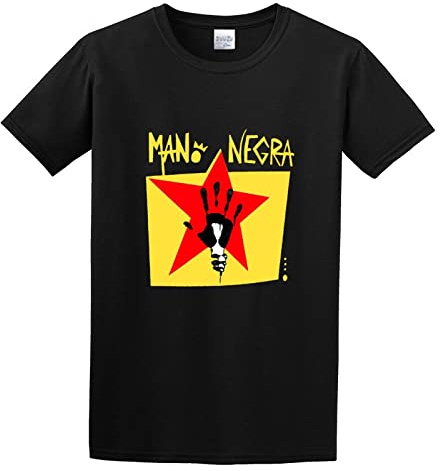 Mano Negra Manu Chao King of Bongo 1991 Album Cover T-Shirt Graphic Tee Printed Top Mens Black Shirt XL
