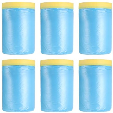 QUARKZMAN 6 Pièces Film de Masquage Pré-Adhésif Bâche Peinture Bleu | 90cm x 25m avec Ruban Moyen-Adhésif pour Protection Peinture/Pulvérisation