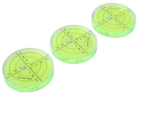 Nivel de burbuja circular, 66 mm con marca de grado, amarillo fluorescente verde para alta visibilidad, construcción PMMA para marcos de fotos, murales, cámaras