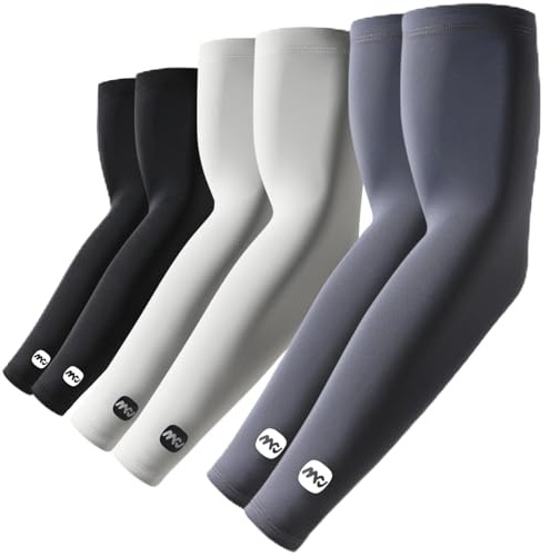 ROCK TAKIN UV solskydd arm gaming för män kvinnor, UPF 50+ kylning armvärmare sommar kompression tatuering armvärmare unisex armvärmare för cykling basket golf baseboll fotboll – 3 par, 3 par – svart