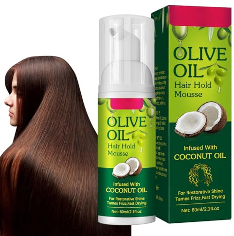 Mousse Cheveux Bouclé 60ml Mo-us-se Coiffante À L'Huile D'Olive Pour Ch-eveux Bouclés, Mo-u-sse Fixatrice De Chev-eux Pour Bouclés Produits De Soins Capillaires