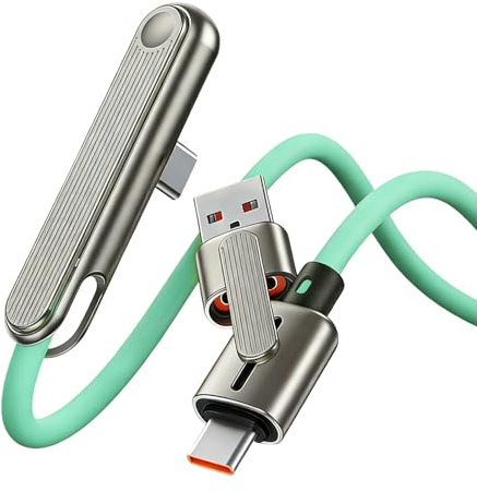 240W Stand - Data Cable for Sideways Fast Charging | Double Head Foldable 2 In 1 Charger Cord with Invisible Holder Stand & Angle Support Design for Smartphones, Tablets, Office and Outdoor Camping