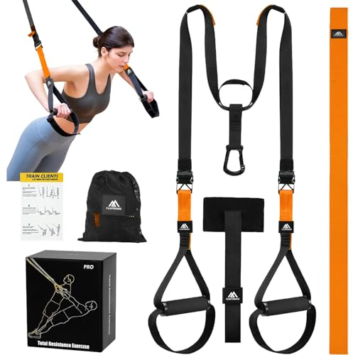 Flintronic Sling Trainer Set für EIN Ganzkörpertraining, Schlingentrainer, Schlingentrainer für Zuhaus, Schwarz Orange-3