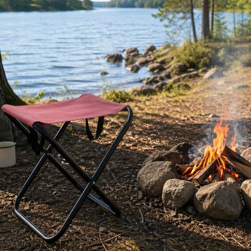 Mojawo Tragbarer Klapphocker Fußhocker Hocker Anglerstuhl Camping Outdoor klappbar Festival Braun 30xH60cm