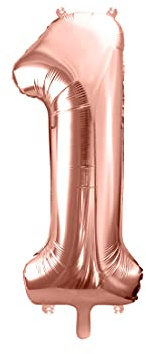 Subito disponibile Pallone Palloncino gigante in foil mylar 86 cm NUMERO 1 UNO colore ROSA ANTICO