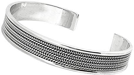 Treasure Bay Klassischer Armreif, 14 mm, massives 925er Silber, offen, für Damen und Herren, Einheitsgröße, Sterling-Silber, Kein Stein