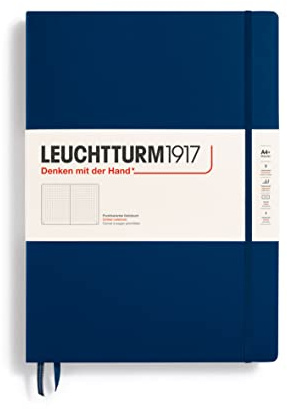 LEUCHTTURM1917 - Notebook Hardcover Master Classic A4+ - 235 Numbered Pages for Writing and Journaling (Navy, Dotted)