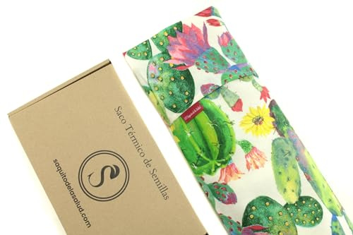 Saco Térmico de Semillas para microondas Aroma Lavanda, Azahar o Romero para aplicar Calor seco Natural con funda lavable Cactus (Lavanda, S (23 x 15 cm con Funda))