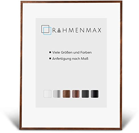RahmenMax® Iowa Bilderrahmen 36x49 cm/Bilderrahmen Maßanfertigung möglich/Posterrahmen aus Kunststoff/Bilder Rahmen in Terra Gold mit Antireflex Acrylglas und weißer Rückwand/Puzzle Rahmen