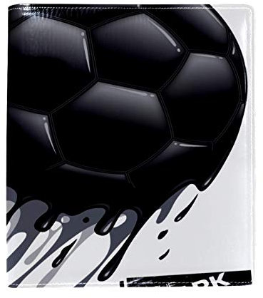 Schwarzer Fußball-Bucheinband, dehnbar, passend für die meisten Hardcover-Lehrbücher bis zu 22,1 x 16 cm, selbstklebender Stoff, Schulbuchschutz, waschbar und wiederverwendbar