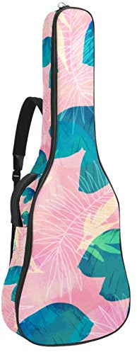 Gitarrentasche mit Reißverschluss, wasserdicht, weich, für Bassgitarre, Akustik- und klassische Folk-Gitarre, Pink Leaf