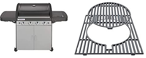 Campingaz 4 Series Classic Ls Plus Gas Grill Barbecue Con 4 Bruciatori, Sistema Di Pulizia Facile Instaclean, 2 Tavoli A Lato, Grigio, 160.3 X 60 X 115.6 Cm & 2000031300 Griglia, Metallo, Nero