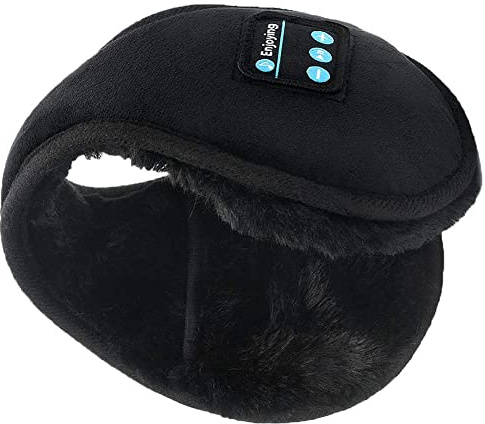 TOSSPER Bluetooth Earmuffs Headphones, Bluetooth 5.0 Wireless Stereo Ear Warmer, Foldable Wool Warmer with Mic Built-in Stereo Speakers