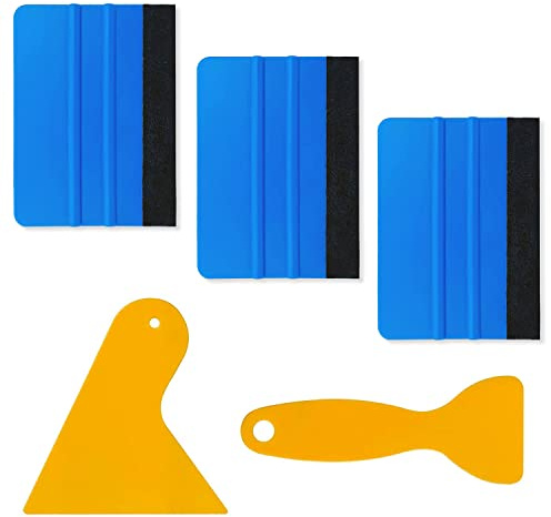 5 Pcs Car Vinyl Wrap Tool Kit, Wrap Squeegee Tool Kit with Straight Scraper and Triangle Scraper for Self-Adhesive Car Tint Film Vinyl Wraps Tool Decal Tool