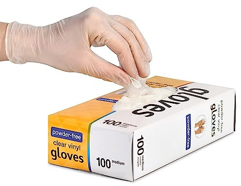 K-MART Guantes multiusos de vinilo, sin polvo, desechables, extrafuertes, caja de 100, transparentes (grande)