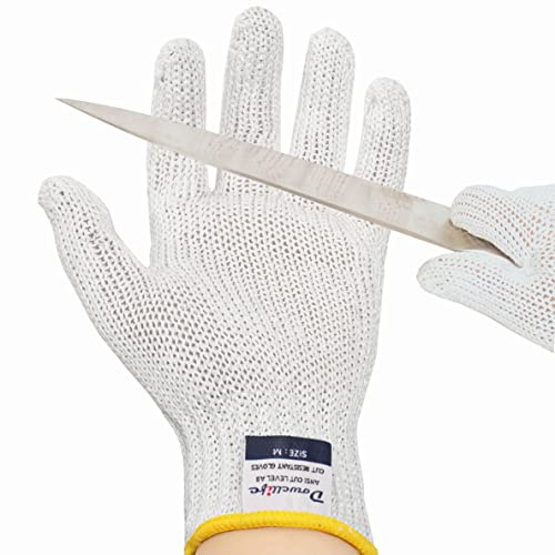 Dowellife Level 8 Reinforced Cut Resistant Gloves Food Grade, Mandoline Protective Gloves, Knife Safety Gloves for Meat Cutting, Oyster Shucking, Fish Fillet, Kitchen Slicing and Wood Carving(Medium)