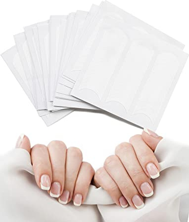 20Sheets-960Pcs French Manicure Nail Sticker, Self-Adhesive Stickers, DIY Nail Art Tool Accessories Half-Moon Shaped Stencil