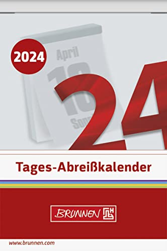 BRUNNEN Tageskalender 2024 1 Seite = 1 Tag 65 x 98 mm, Schlitzweite 35 mm weiß