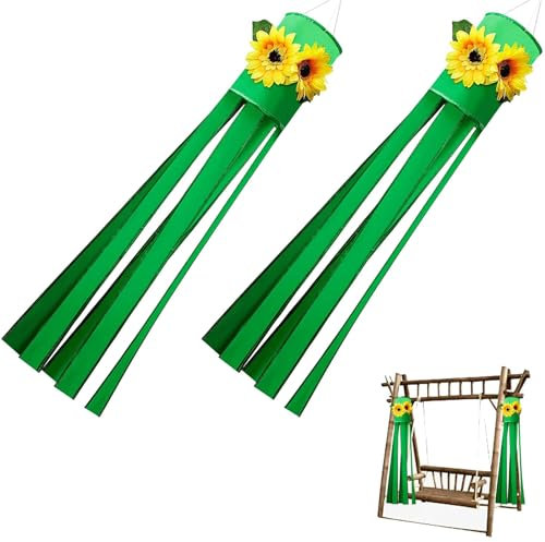 Sacca a Vento - Windturbine 2 Pezzi Manica a Vento Girasole 3D Manica a Vento Appesa All'Aperto Tema Girasole Decorazione per Balcone Interno Patio Esterno Prato Festa in Giardino,40 Pollici