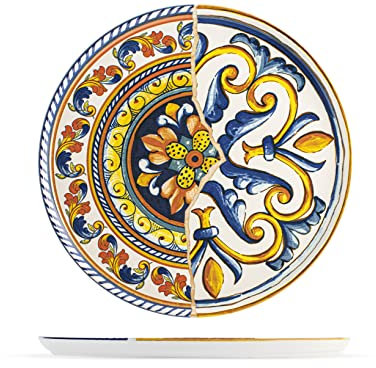 H&H Positano Lot de 6 assiettes à pizza en Stoneware, multicolore, 33 cm