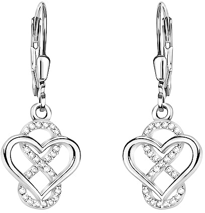 SOFIA MILANI - Damen Ohrringe 925 Silber - mit Zirkonia Steinen - Herz Unendlich Infinity Ohrhänger - E2216