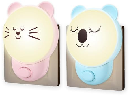 Wetry Luz Nocturna Infantil Enchufe con Interruptor Bebe Ayuda Luz Quitamiedos Infantil Regalo Niños Cumpleaños Cosas Bebé Nacido Niños