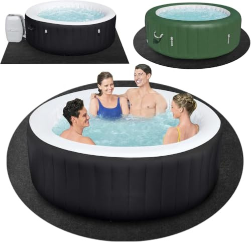 TIXANF Runde Whirlpool-Matte für aufblasbare Badewanne, saugfähige Whirlpool-Pad mit wasserdichter, Rutschfester Unterseite, waschbarer Bodenschutz, Bodenmatte für 200,7 cm Durchmesser unten
