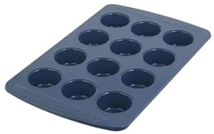 Chicago Metallic Everyday Non-Stick Muffin Pan, Perfect for Muffins, eggbites and More! 12-Cup, Blue