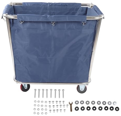 Lyrlody Carrito de lavandería comercial con ruedas industriales, cesta para la colada, carro de camión con cesta de acero inoxidable resistente, capacidad de 350 l, resistente al desgaste