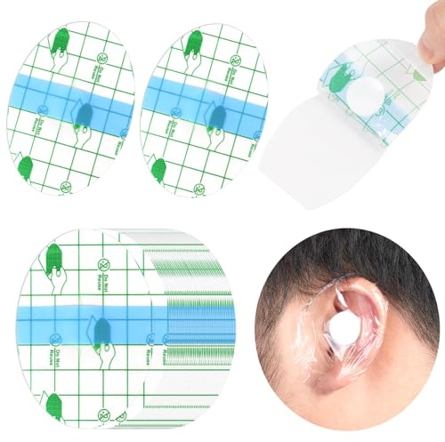 Aolso Ear Muffs for Shower, 40 Pieces Apones Ears Swimming for Adults, Disposable Waterproof Ear Stickers with Cotton Earplugs, Waterproof for the Ear Swimming and Bathing