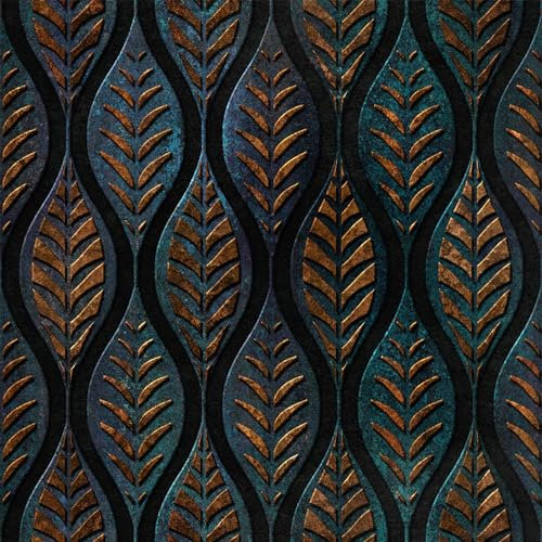 HEKO PANELS Velvet Fabric Sold by the Metre Decorative Fabric Printed Furniture Fabric Upholstery Fabric Velvet Polyester Fabrics for Sewing Water-Repellent Royal Ornaments Leaves 140 x 100 cm RDX1321