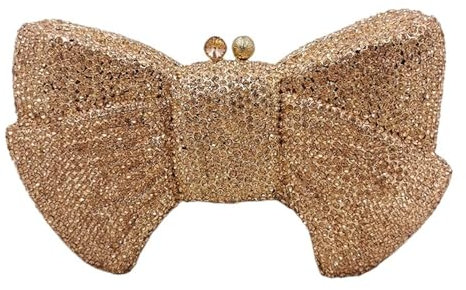 Strass Taschen Abend-Clutch mit Kristallen for Damen, bogenförmig, Strass, for Damen, Party, Hochzeit, Geldbörse, Abschlussball, Braut-Clutch, Diamant-Taschen ( Color : Champagne , Size : 21cmX14cmX5c